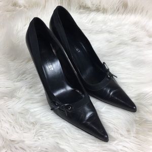 Nine West Heels Pointy Toe Leather Career Size 8
